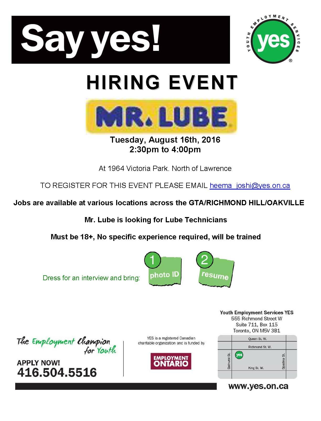 Mr  Lube hiring event-Aug 16